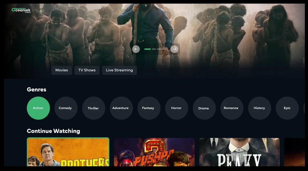 Large-screen streaming interface
