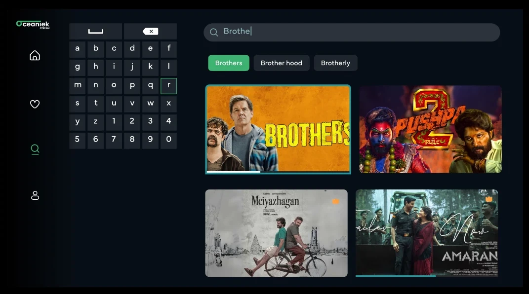 Large-screen streaming interface